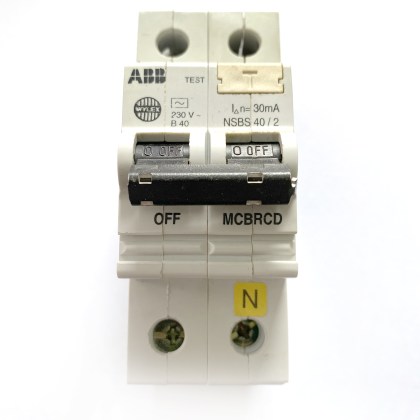 ABB Wylex NSBS40/2 B40 40A 40 Amp 30mA MCBRCD RCBO 2 Double Pole Circuit Breaker Type AC